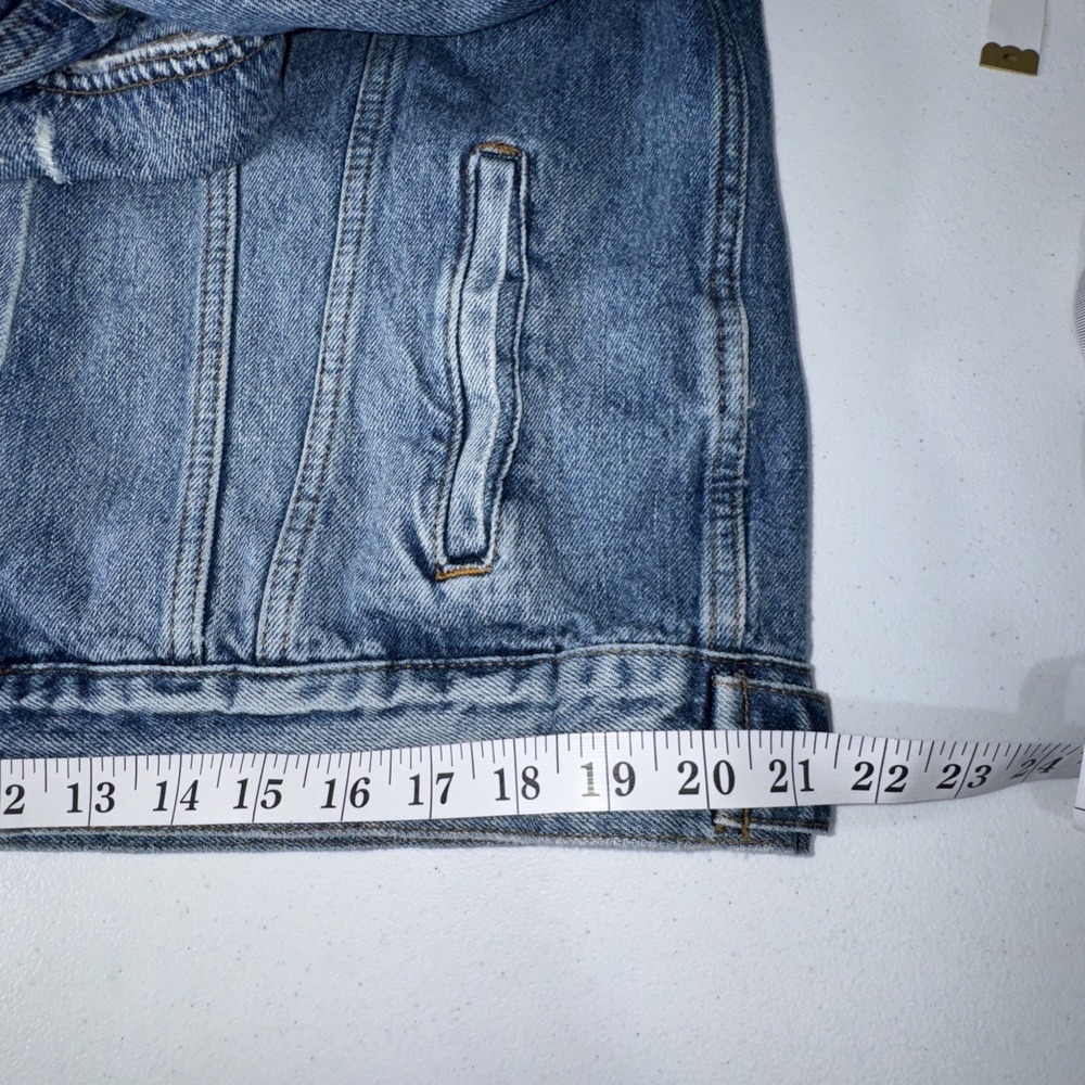 We The Free People Jolene Trucker Denim Jean Jacket Small Oversized BOHO Cowgirl - Picture 15 of 16